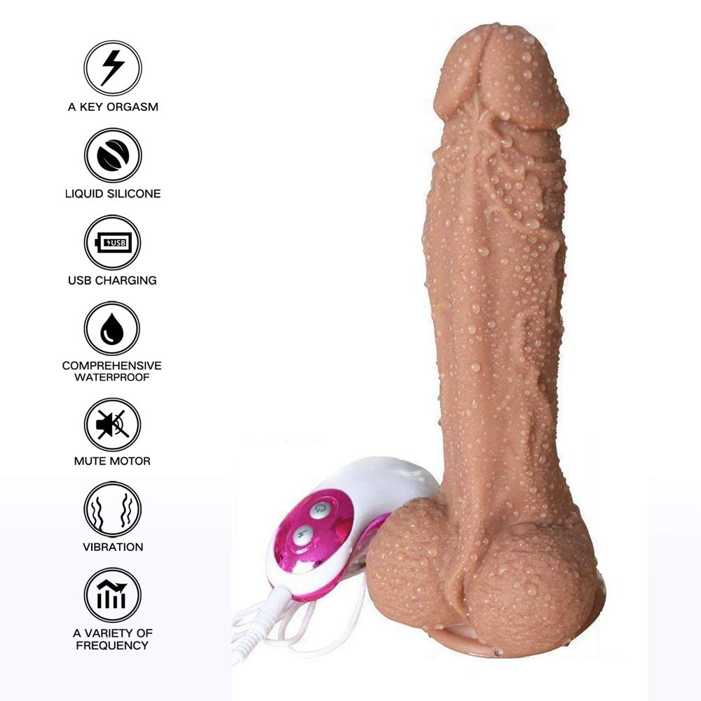 -24Cm Vibratóre Morbido Dǐldó Reale Di Silicone con Ventosa 𝗣Éne Realistico Vibratóri Sessuali 𝗣Er Donna King Cǒck