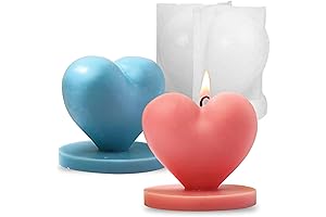 Wehous 3D Heart Candle Mold, Heart-Shaped Silicone Mold with Base for DIY...