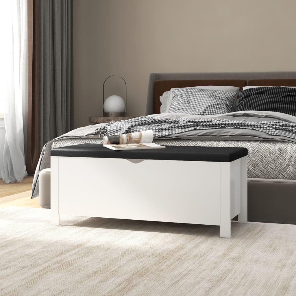 Genérico Caja de Almacenamiento cojín contrachapada Blanco 105x40x45 cm,Mobiliario,Armarios y Almacenamiento,Baúles de almacenamiento-326768