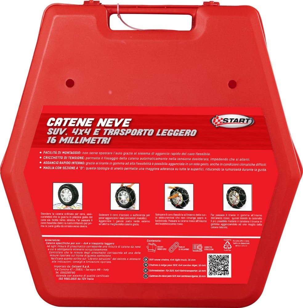 Start Set due pezzi catene da neve 16MM gruppo 225 per SUV 4x4 e trasporto leggero