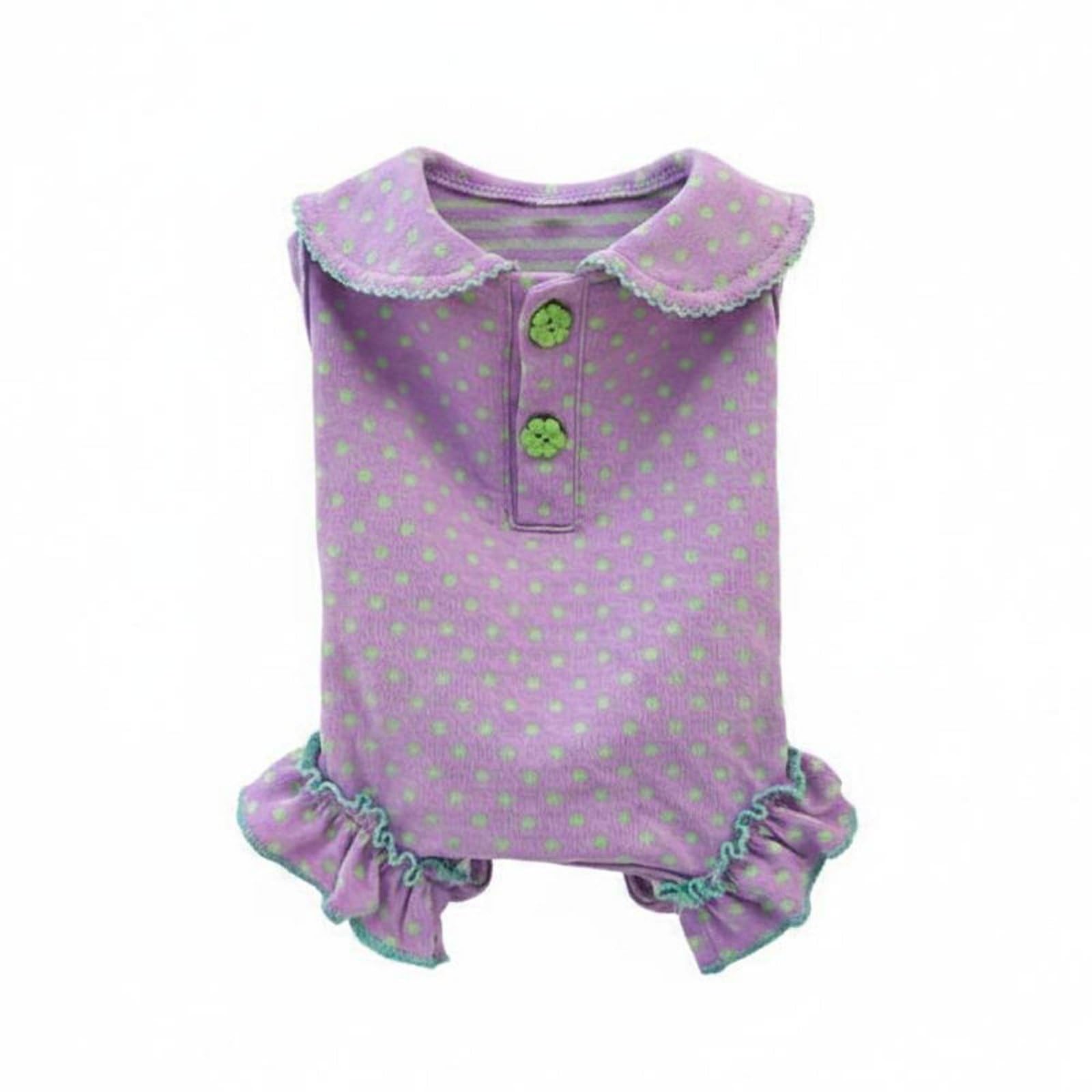 Cotton Bodysuit Tier Overall Kleid Jumpsuit Anzug mit Kragen Rüschen Knöpfen Ganzkörper Schutz Geschmeidig Leicht zu Tragen Frei Beweglich für Geburtstage Partys, Purple, L