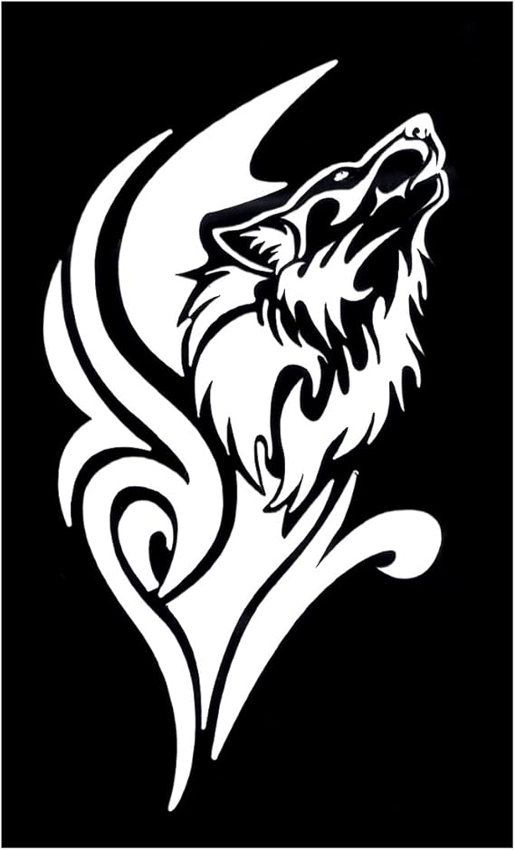 Amazon ステンシルシート オオカミ Gs 490 ボディジュエリー ステンシル プレート シール マーク デザインシート ダイヤモンドタトゥー ヘナタトゥー フェイクタトゥー トライバル ボディアート グリッター ハロウィン タトゥーシール 通販