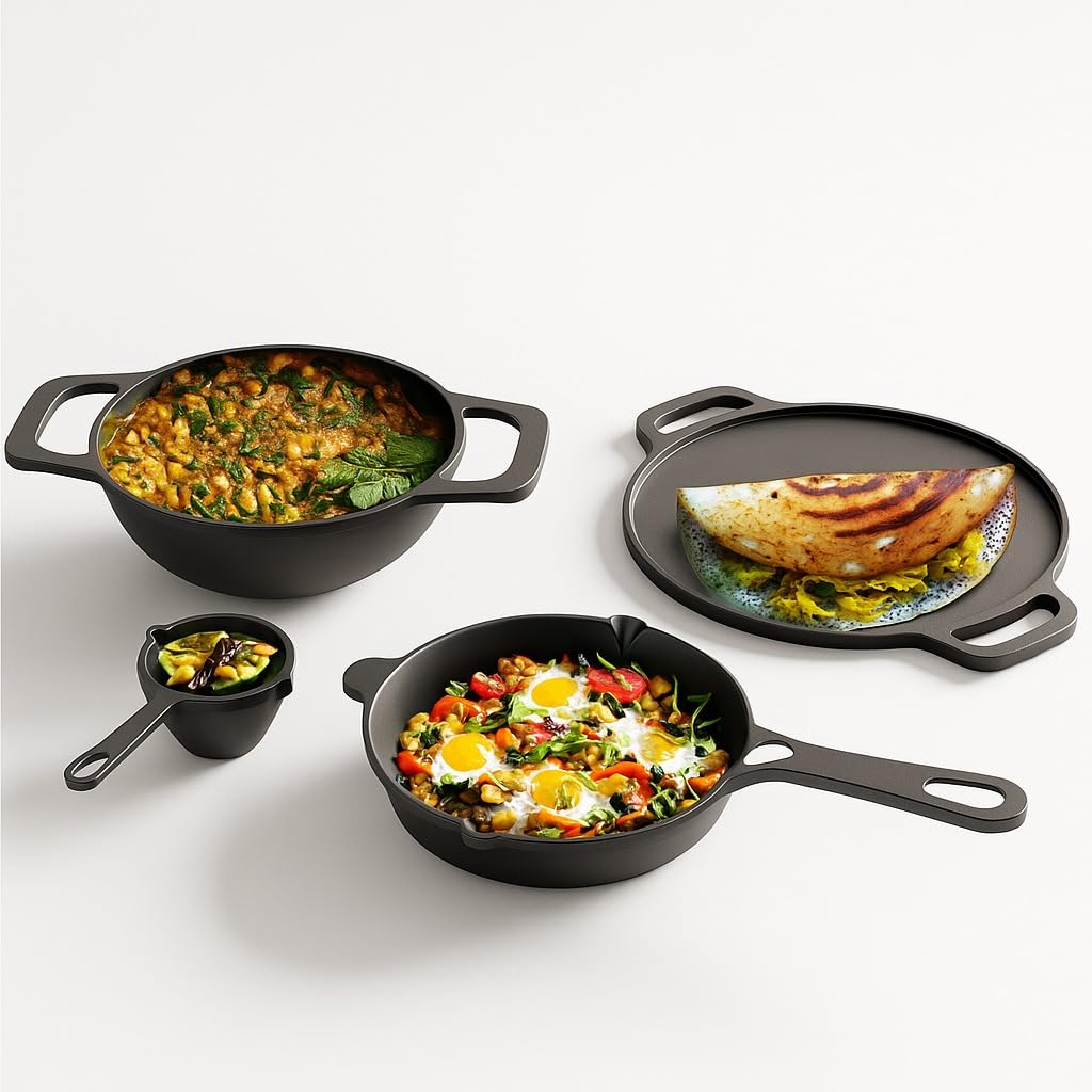 Lifelong Cast Iron Cookware Set - 4 Piece Combo -1