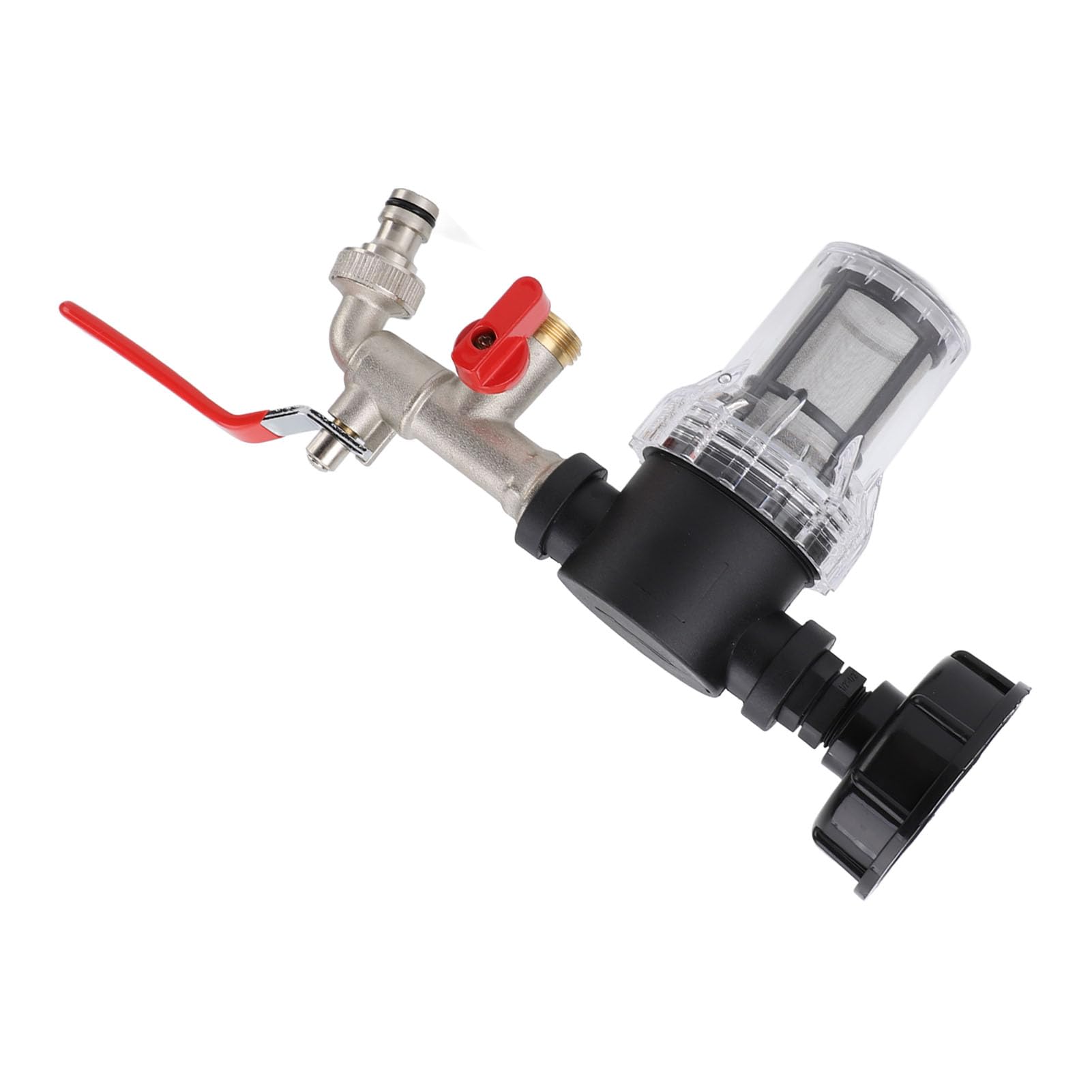 Filtro per Irrigazione per Adattatore per Rubinetto Serbatoio IBC Ton Joint Garden Irrigazione Acquario Pompa Filtro Acqua (Da S60x6 a G1/2 femmina con rubinetto a doppia)