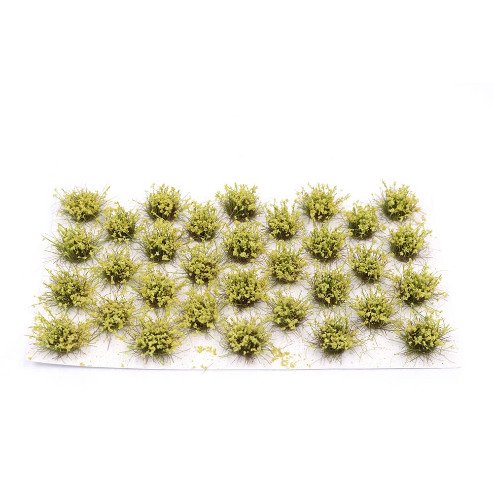 Tiardey Yellow 32Pcs Static Grass Tuft 8 Mm Self Adhesive Static Grass Railway Artificial Grass Modeling Wargaming Terrain Model - Light