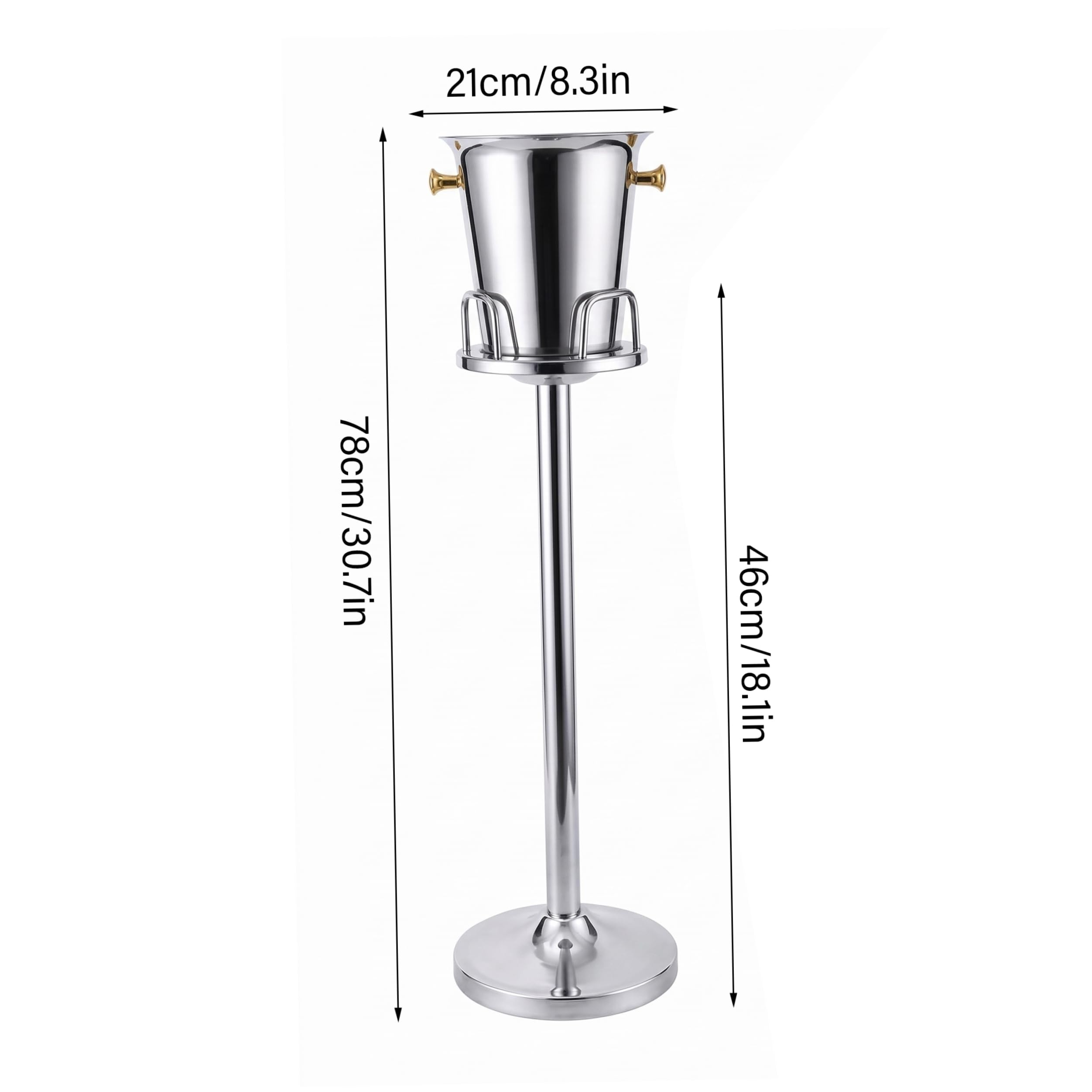 Seau à Champagne Seau à Glace en Acier Inoxydable avec poignée Support Glace épais avec Support pour fêtes capacité pour Bar Ktv Club Home Party.