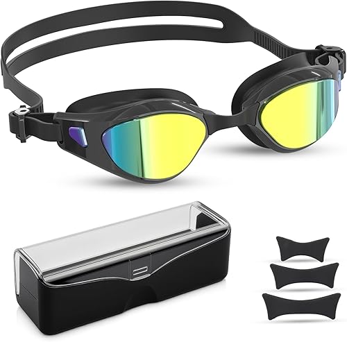 Gafas de natación, gafas de natación polarizadas, antiniebla, sin fugas, protección UV, gafas de natación de visión amplia para mujeres y hombres