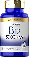 Vista 1 de Carlyle Vitamina B12 3000 mcg 180 tabletas Suplemento vegetariano Sin OMG y sin gluten
