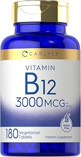 Carlyle B12 Vitamin 3000 mcg | 180 Tablets | Vegetarian Supplement | Non-GMO & Gluten Free
