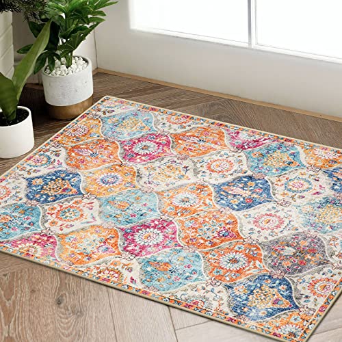 Beeiva Moroccan Small Entryway Area Rugs Indoor, 2X3 Washable Kitchen Rug Non Slip Entry Rugs For Inside House, Vintage Distressed Doormat Non-Shedding Throw Rugs For Bedroom Entryway Bathroom #TOP26