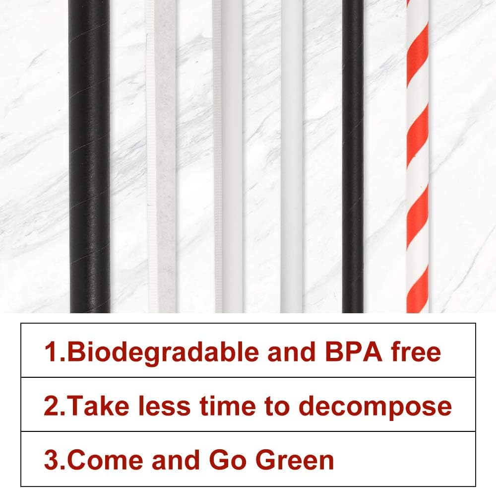 Go Green 6000PCS(150 Per Pack) Black Paper Drinking Straws, 8mm Individually Long Wrapped Disposable Smoothie Paper Straws, Eco Friendly Biodegradable Drinking Straws, Party Decoration Supplies