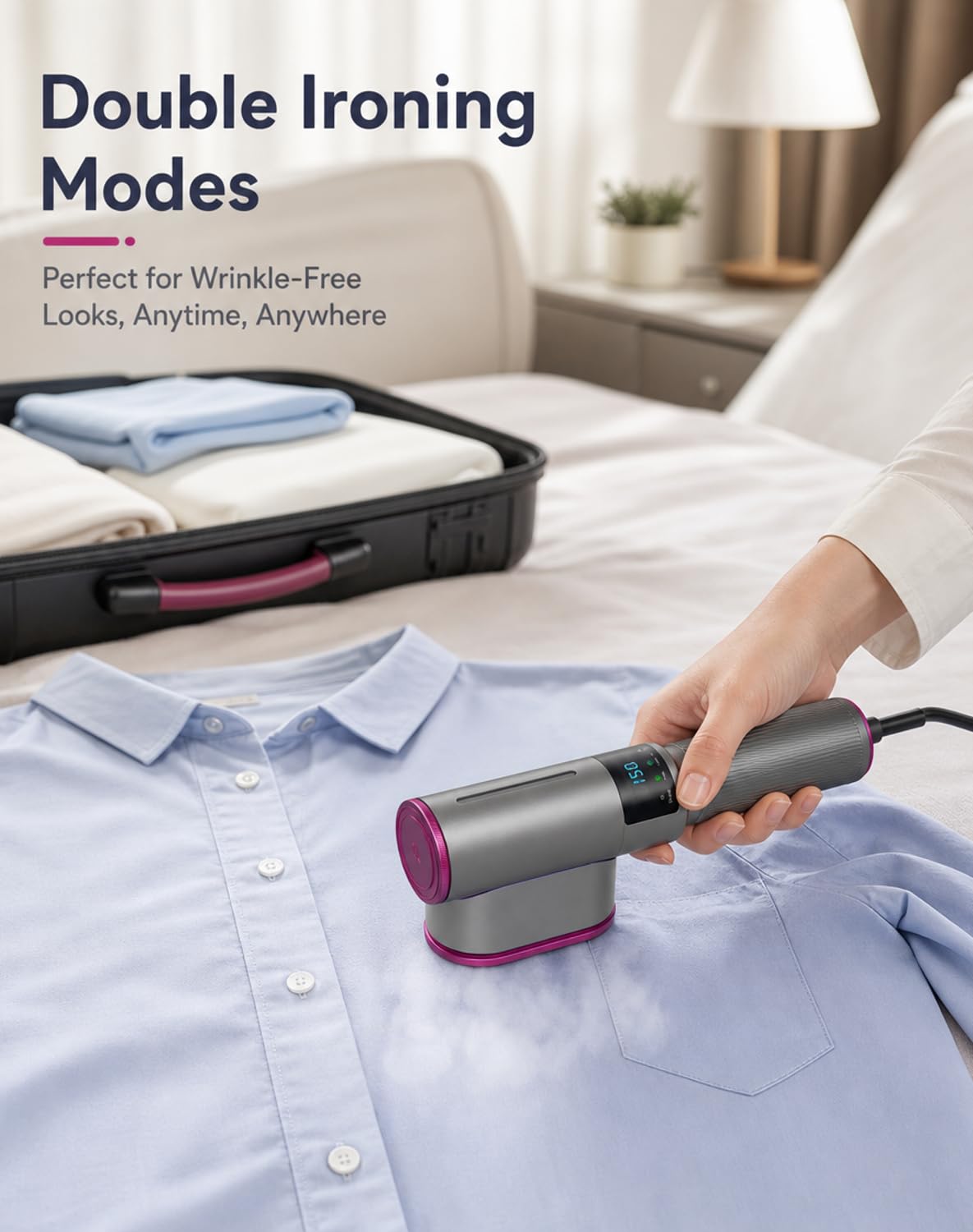 Flexsteam 2 in 1 Travel Steamer Iron Foldable Handheld Garment Steamer | Compacto y Portátil, Uso en Viajes, Diseño Plegable, 2 en 1