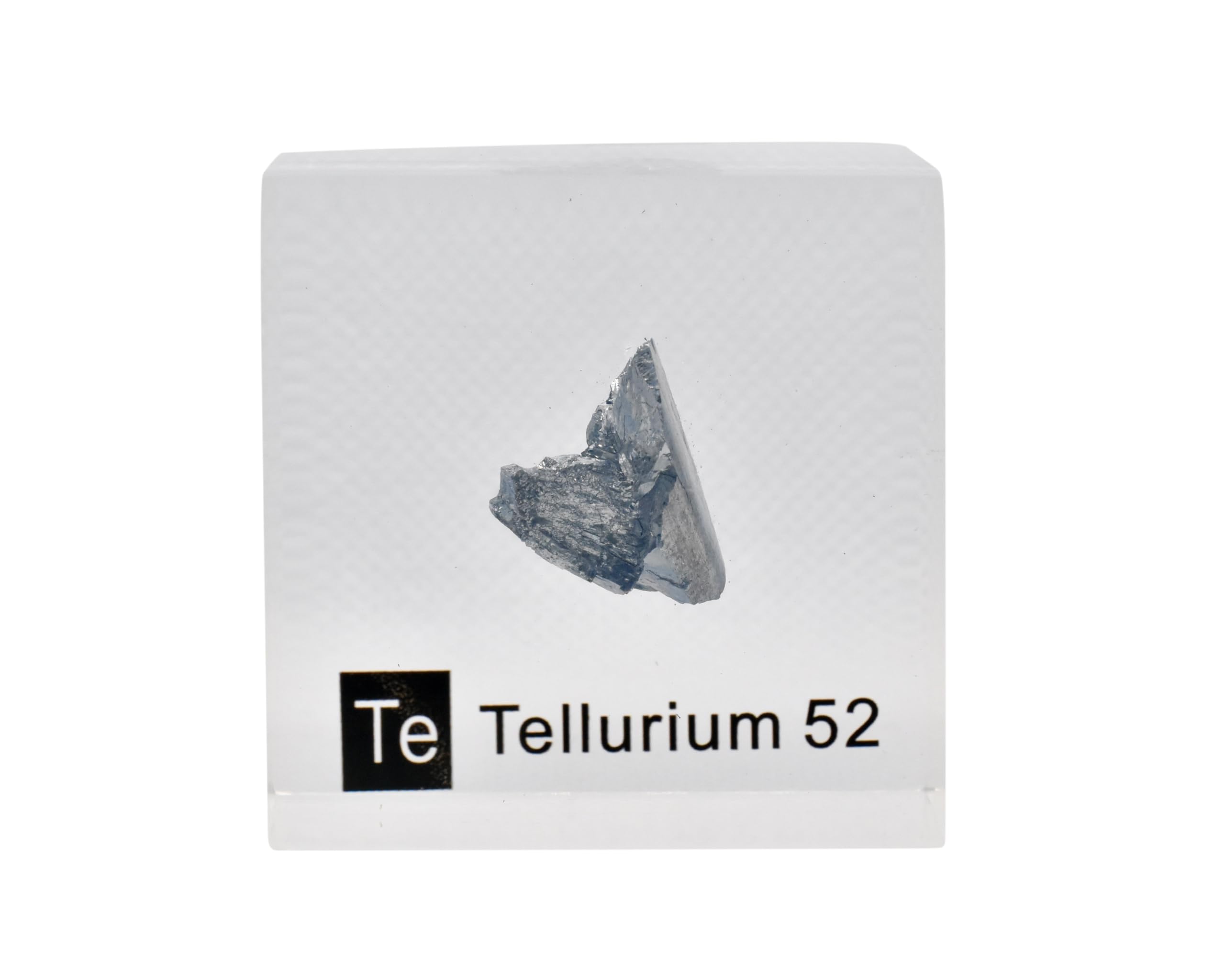 Tellurio cristallo, tellurio metallico, tellurio cristallino, tellurio cubo acrilico 50mm per collezione elementi