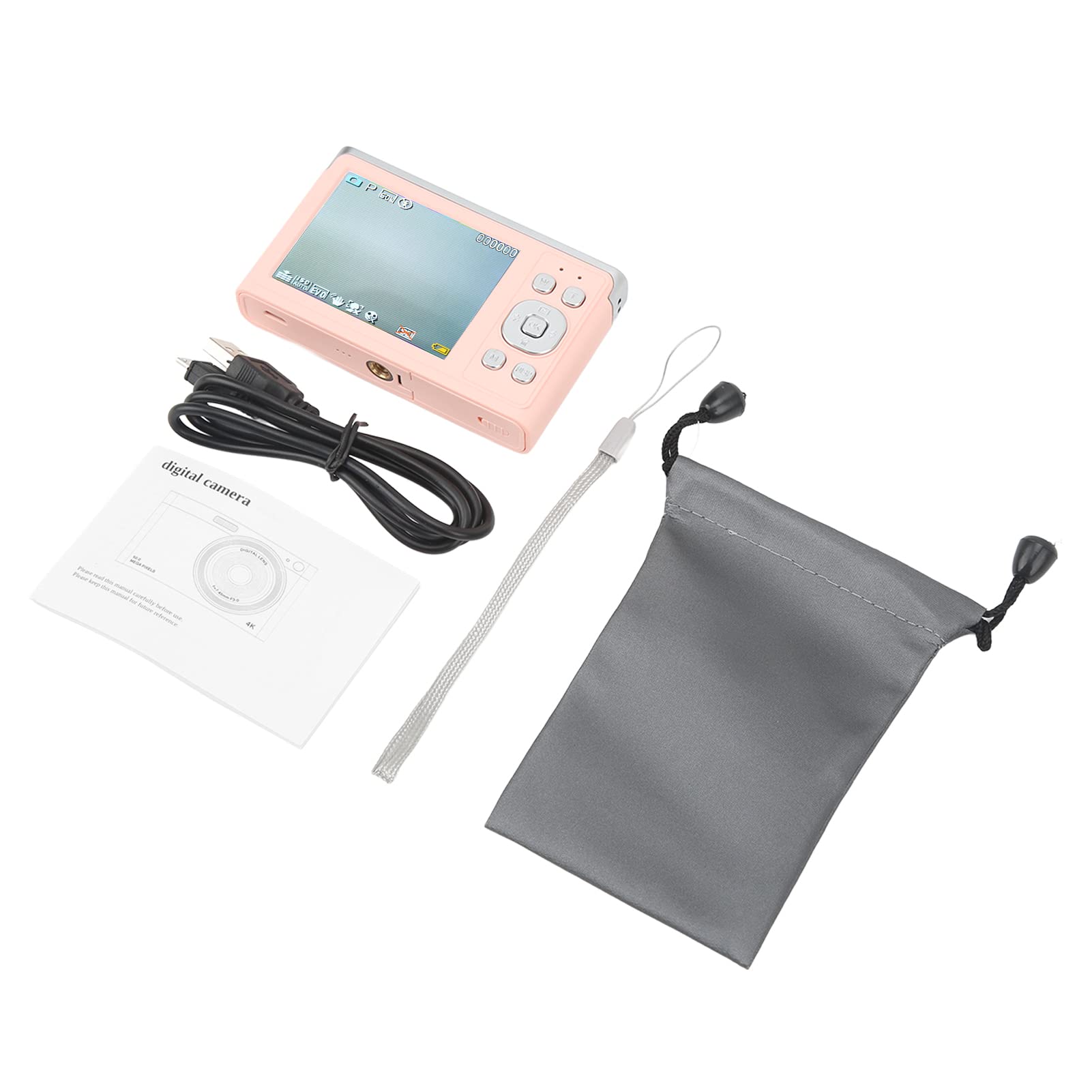 DAUERHAFT Digital Camera, 16X Zoom Portable Camera LED Fill Light AF Autofocus 2.88in IPS HD Screen for Video Recording(Pink)