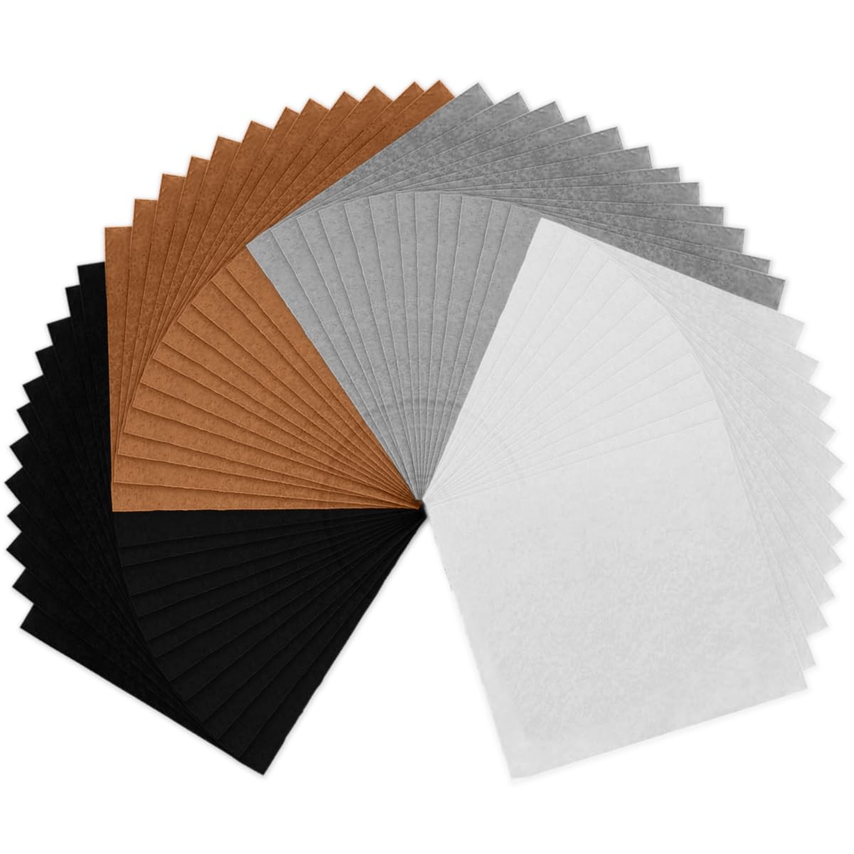 IVEOPPE Filc filcowy, do majsterkowania, 48 sztuk – 30 x 20 cm, materiał filcowy, do mat filcowych, podstawek, filc dekoracyjny, do szycia i majsterkowania (czarny + biały, szary, brązowy)