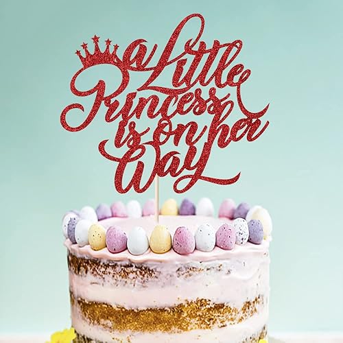 Miniatura 5 de Decoración para tartas con texto en inglés "A Little Princess is on her Way", decoración de pasteles de niña coronada, bueno para baby shower,