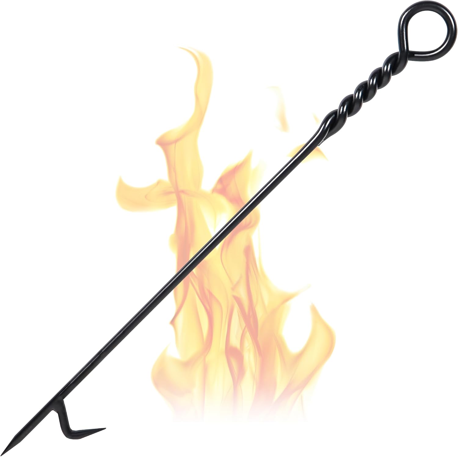 40'' Fire Poker for Fire Pit, 316 Stainless Steel Heavy Duty Fire Pit Poker, Twisted Rope Design Fireplace Poker, One-Piece Fire Pit Tools for Outdoor Bonfire and Indoor Wood Stove