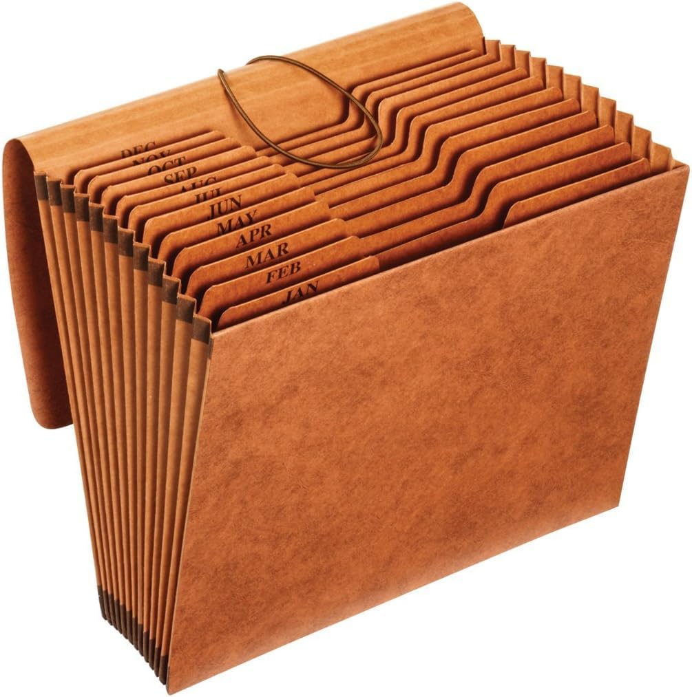 Pendaflex Heavy Duty Expanding File with Flap, Document Organizer for School, Home and Office, Portable File Organization, 12 Monthly Pockets, 1/3 Cut Tabs, Brown, Letter Size (R117MLHD)