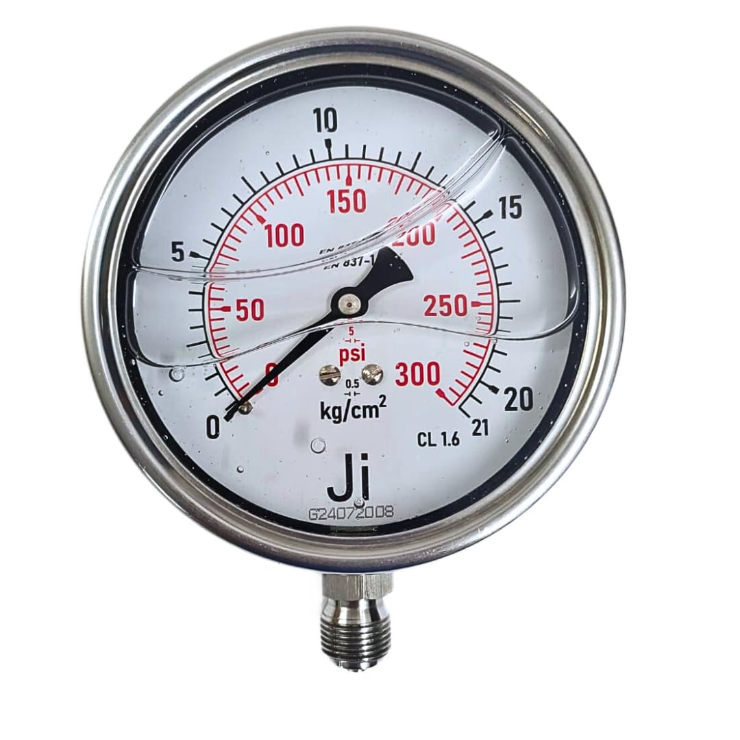 "Ji" Japsin Instrumentation Economical Pressure Gauge Glycerin Filled, 4" Dial, Range 0 to 21 Kg/Cm2 With Dual Scale of 300 PSI, Direct Mounting Bottom Entry, 3/8" BSP (M) Connection, SS Body (B0BSLSK18M) Amazon Price History, Amazon Price Tracker