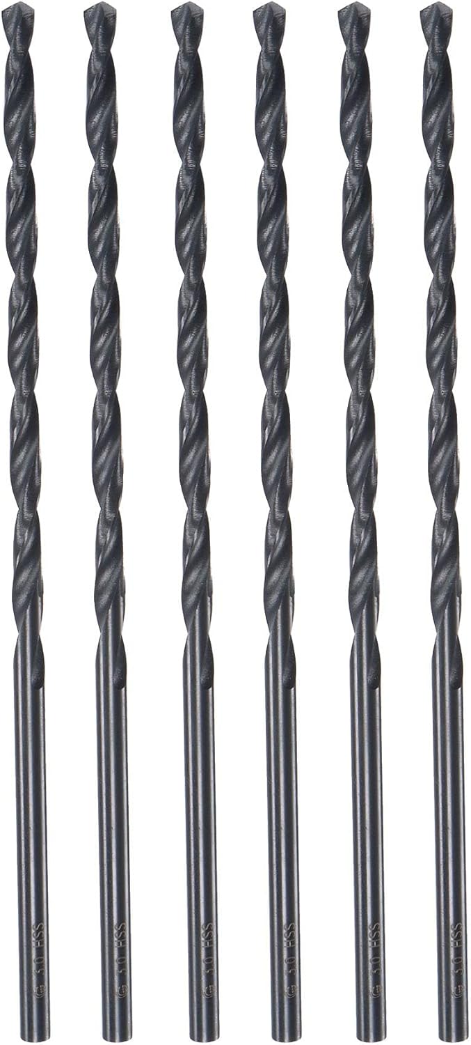sourcing map High Speed Steel Lengthen Straight Shank Twist Drill Bit Fully Ground Black Oxide 3mm Drill Diameter 100mm Total Length 55mm Drill Bit Length 6 Pcs