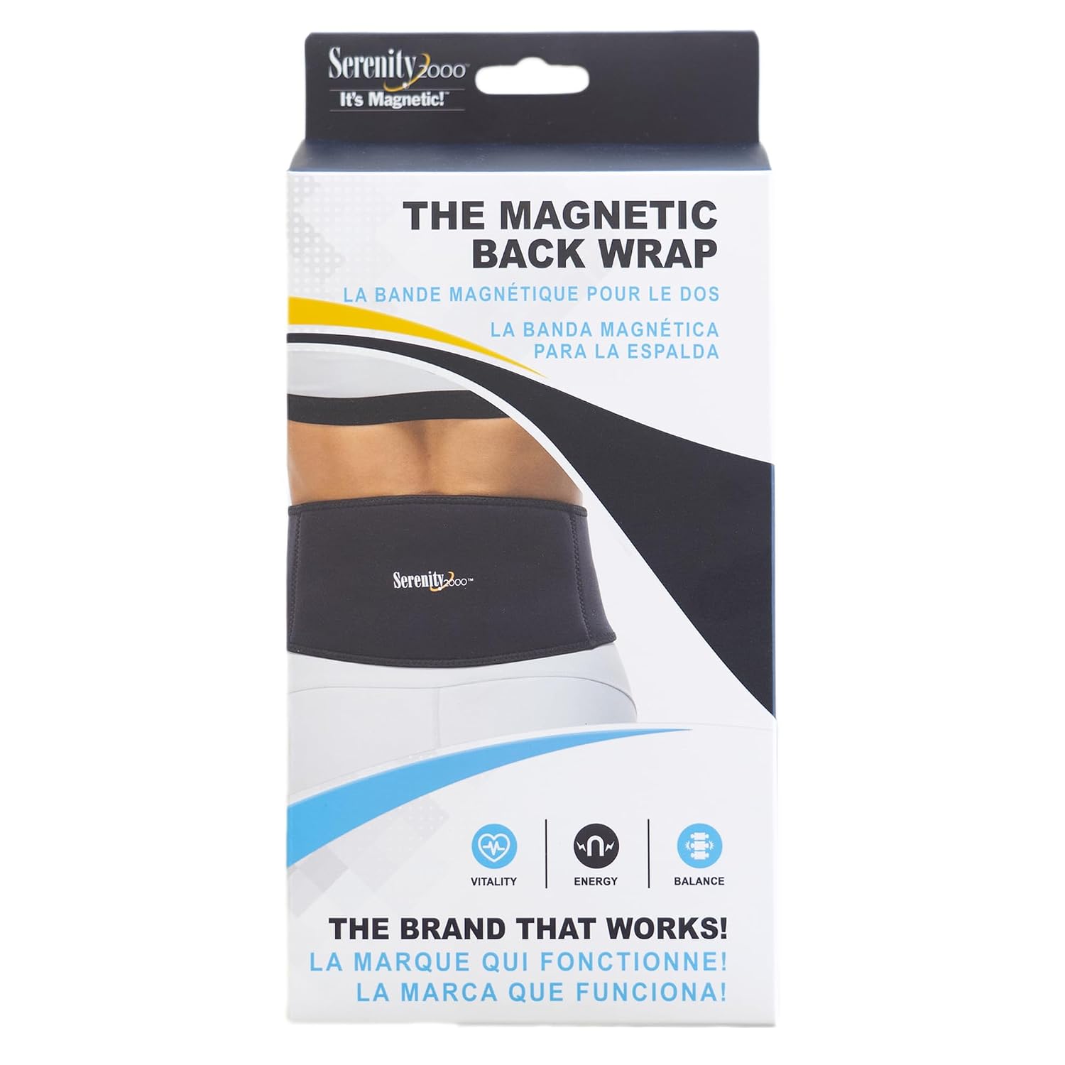 SERENITY2000 Magnetic Therapy Back Wrap for Lower Back - Adjustable Lumbar Support Brace for Sciatica & Pain Relief - 16 x 1100 Gauss Magnets (Small - Waist up to 36")