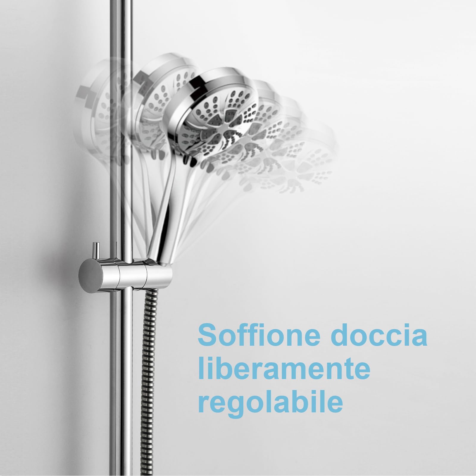 OFFO Saliscendi Doccia 100 cm,Asta Doccia a Parete,Distanza Regolabile da 60 a 100 cm,con Supporto per Asta Doccia Saliscendi,Sali Scendi per Doccia di Ricambio,Cromo