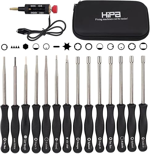 HIPA (Conjunto de 5) Herramienta de ajuste para carburador. Destornilladores con forma de Pac Man, single D, doble D, hexagonal, de 21 dientes, para