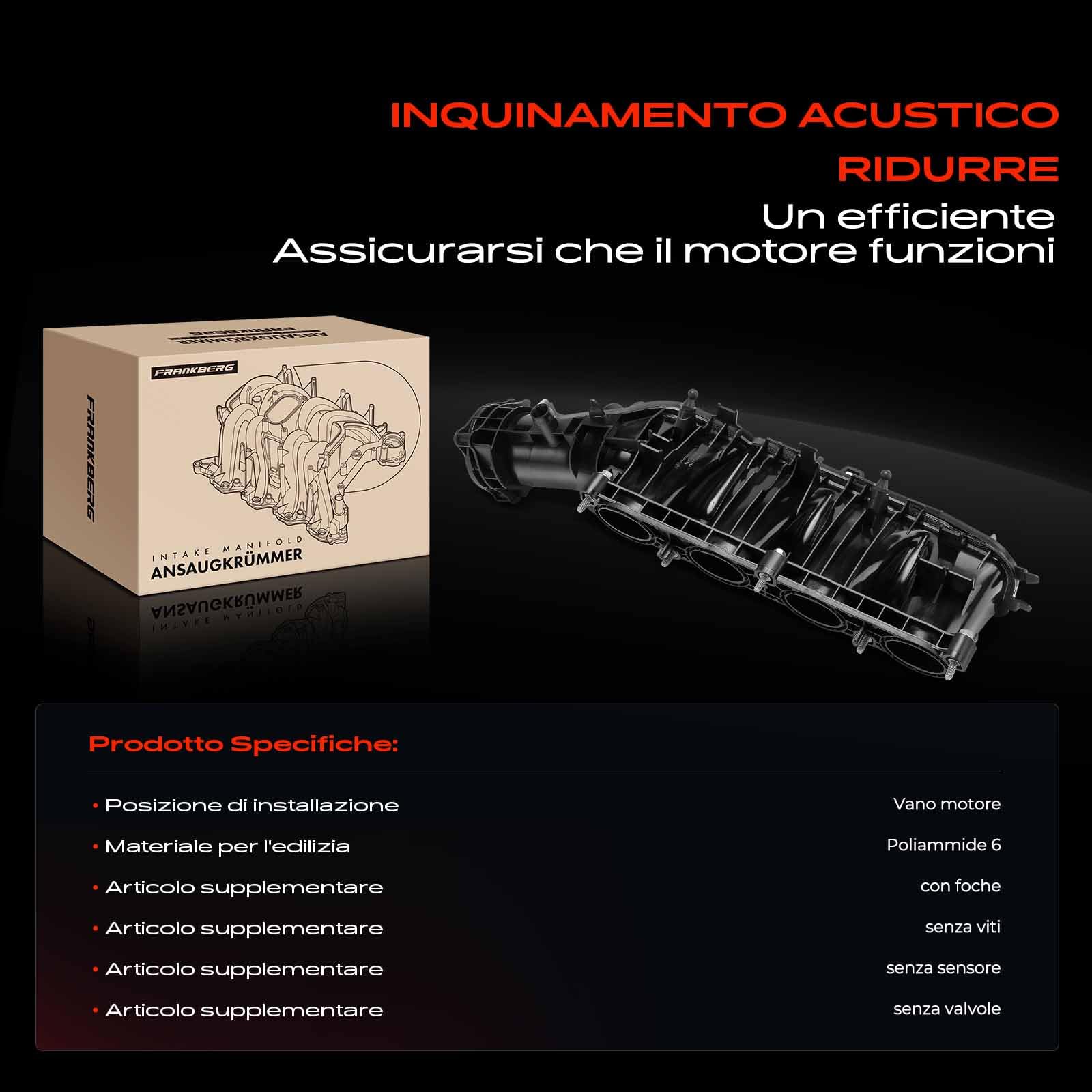 Frankberg Collettore di aspirazione con guarnizioni 11617617500 | Compatibile con: X1 F48, M.i.n.i Cabrio F57, 2 Gran Tourer F46, M.i.n.i F56, 2 Active Tourer F45, M.i.n.i Clubman F54