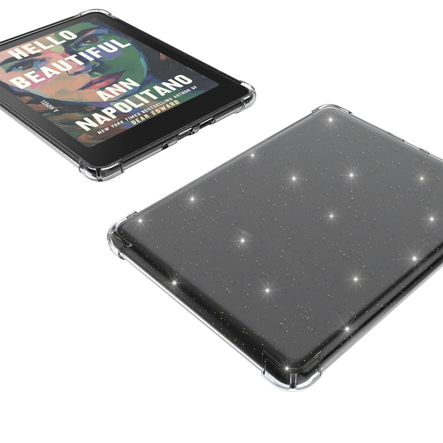Transparente weiche TPU-Schutzhülle für Kindle Paperwhite 11. Generation 2021 Tablet mit 17,3 cm (6,8 Zoll), Fallschutz, stoßfest, transparent, leicht, schlanke Hülle (transparent-glitzernd)