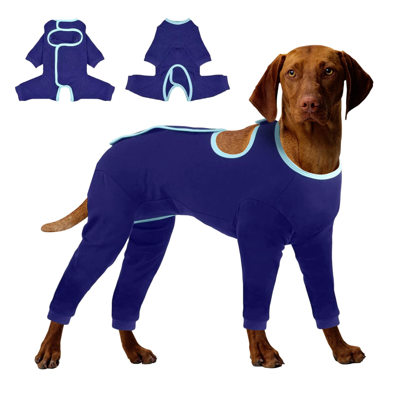 Dog Surgery Recovery Suit Long Sleeves,Post Surgery Back Leg Protector,Breathable Dog Surgical Recovery Suit,Adjustable Surgical Onesie,Dogs Surgical Suits,Blue (L(Chest Girth:21-25"))