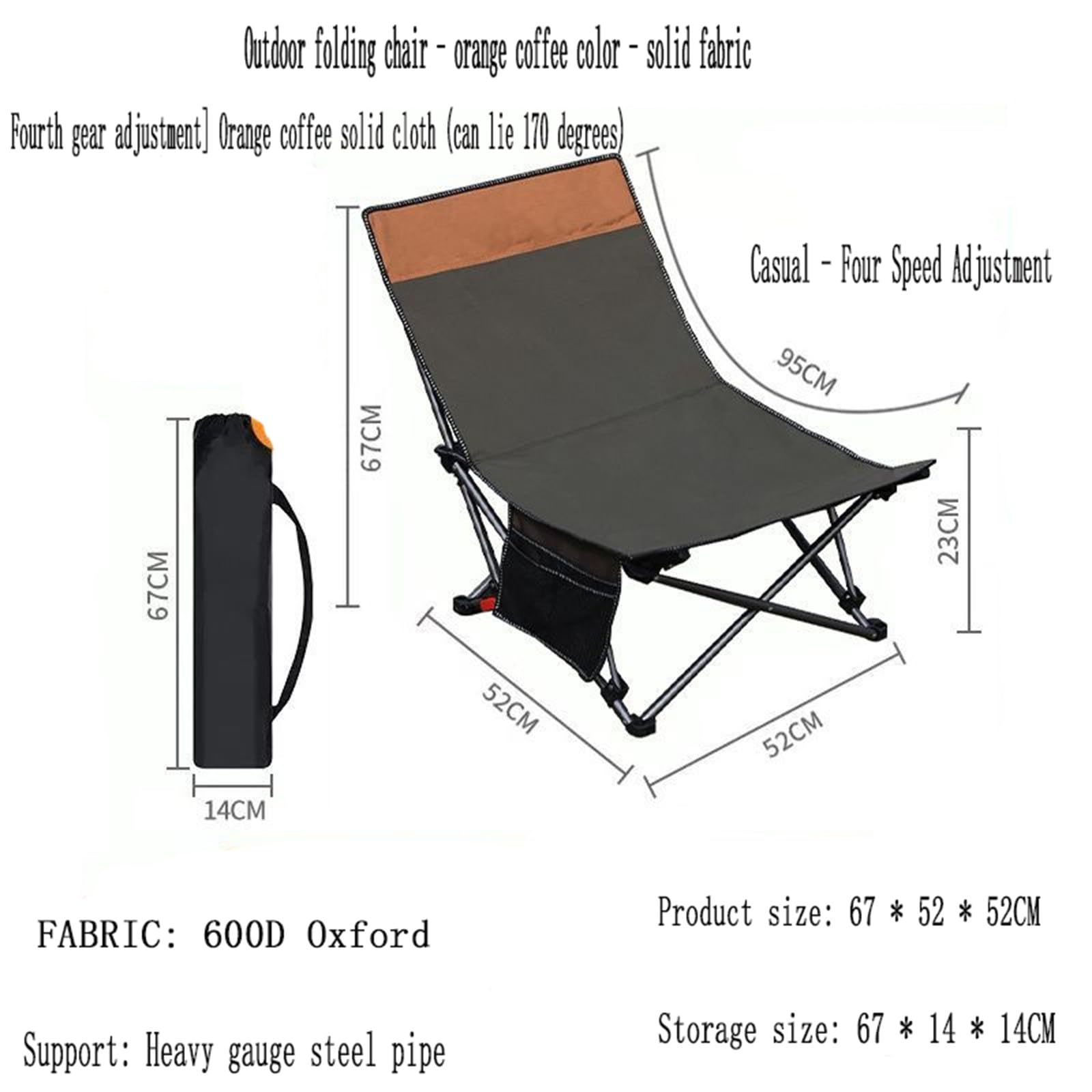 Chaise de Camping Pliable Surdimensionnée Portable avec Porte Gobelets et Accoudoirs Cadre Stable pour Extérieur Intérieur Camping Pêche Couleur Noir Gris D