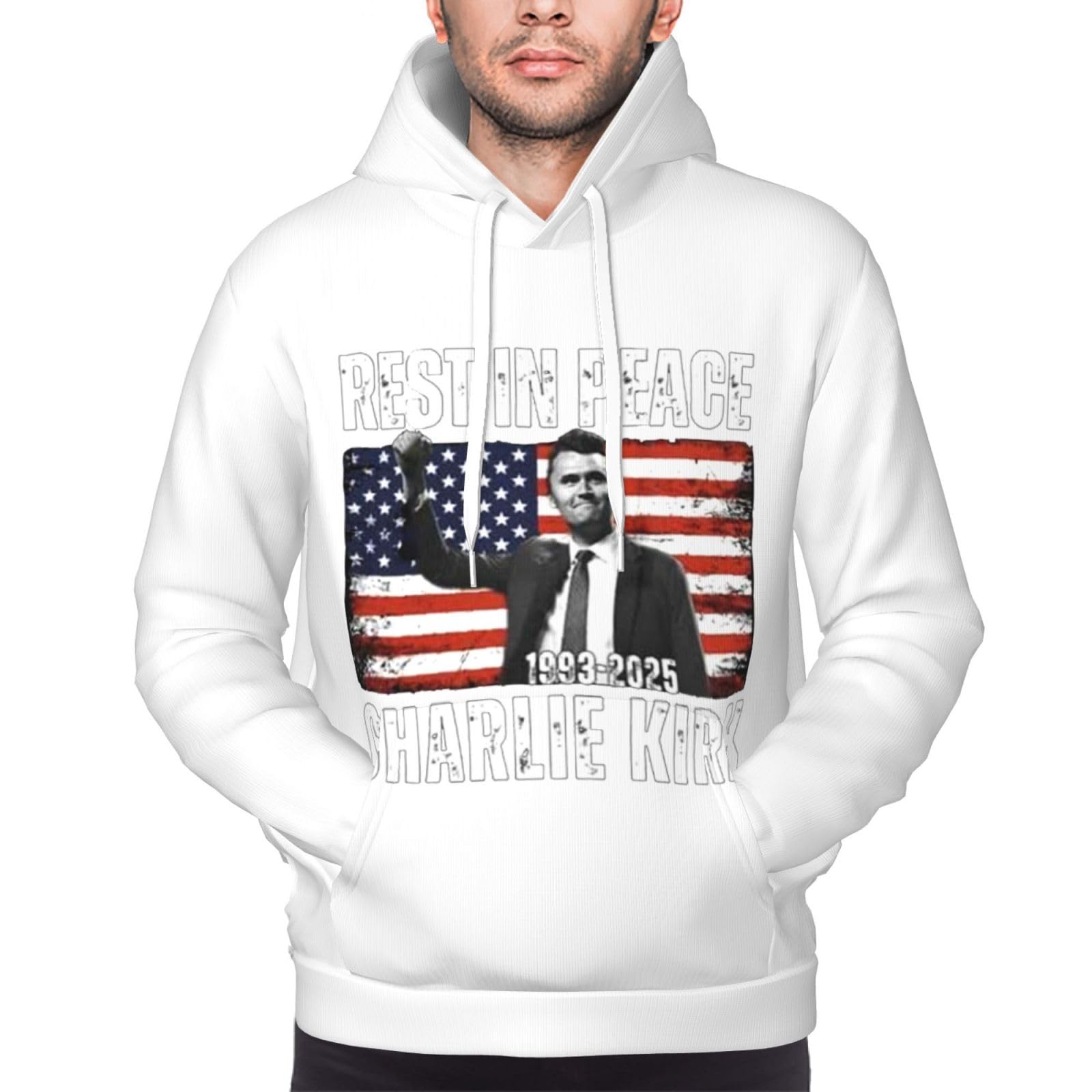 Peiyeety Unisex Black Rip Charlie Kirk Hoodie R.i.p. Charlie Kirk Men's Sweatshirt M