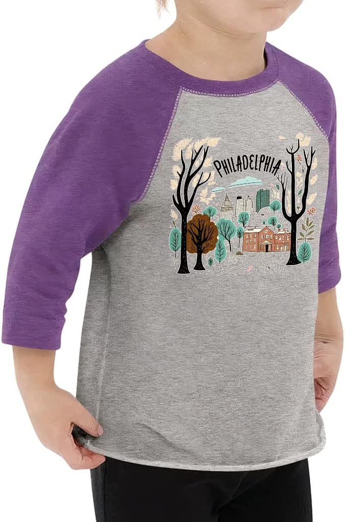 Philadelphia Toddler Baseball T-Shirt - Cute 3/4 Sleeve T-Shirt - Printed Kids' Baseball Tee