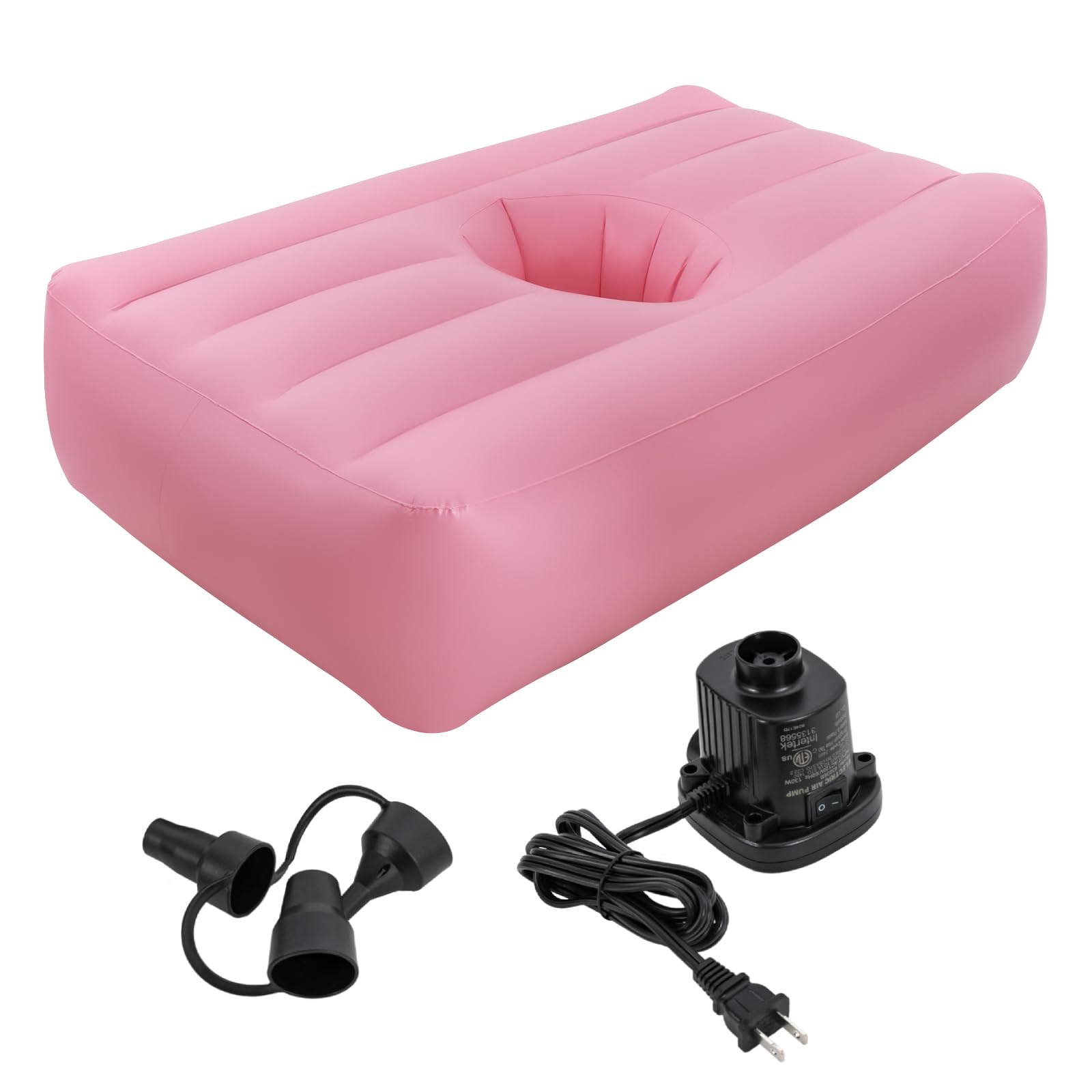 BBL Recovery Air Mattress with Hole, Post-Surgery Inflatable Bed for Brazilian Butt Lift, Electric Pump, Waterproof PVC, Ideal for Sleeping, Sitting, and Relaxation, Pink