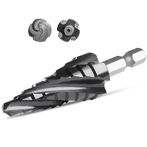 Vista 21 de Juego de 3 brocas escalonadas, brocas escalonadas de titanio HSS para metal, 28 tamaños con bolsa portátil