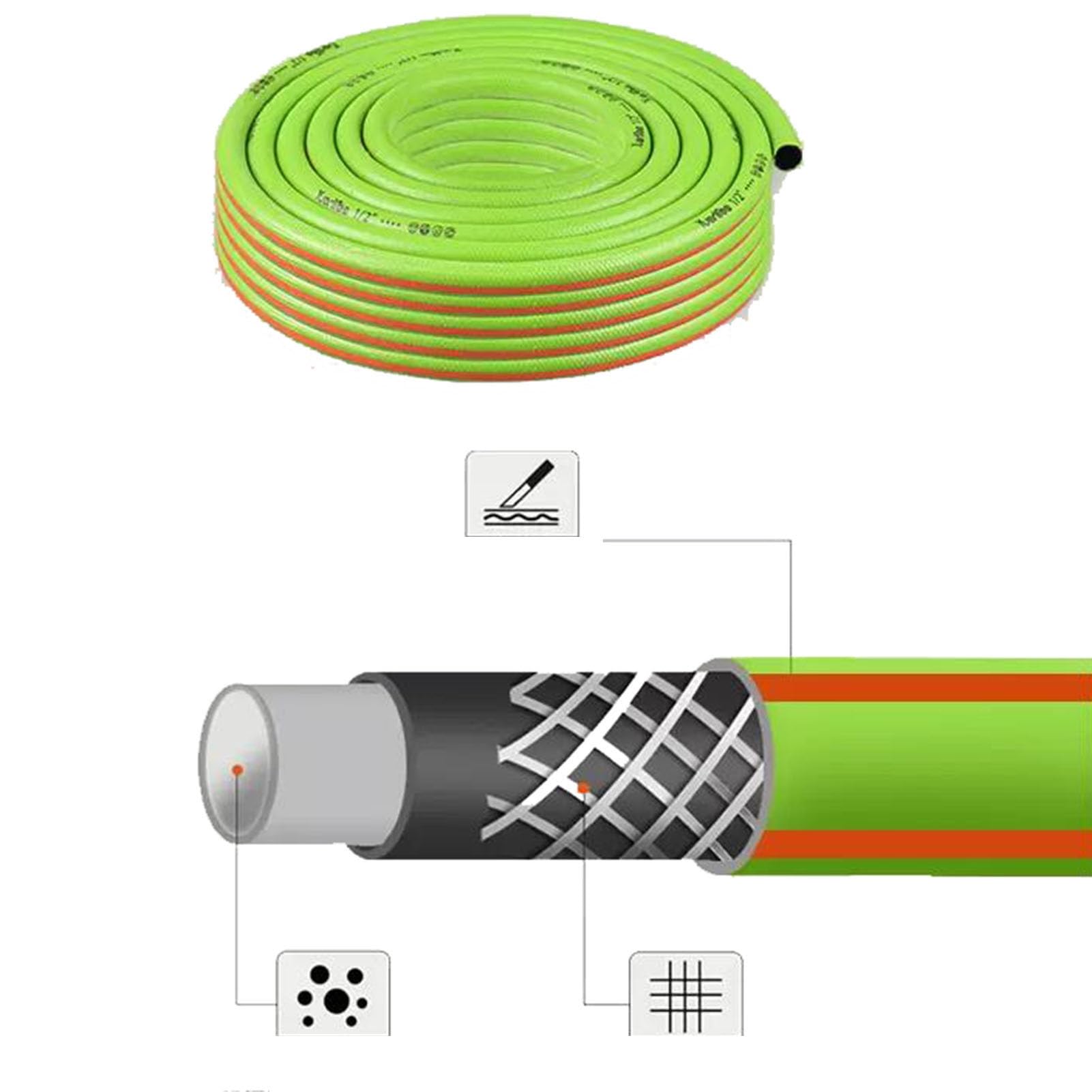 Kit avvolgitubo da giardino, portatubo portatile in ABS, carrello mobile avvolgitubo per prato per patio, cortile, garage (Green 20m)