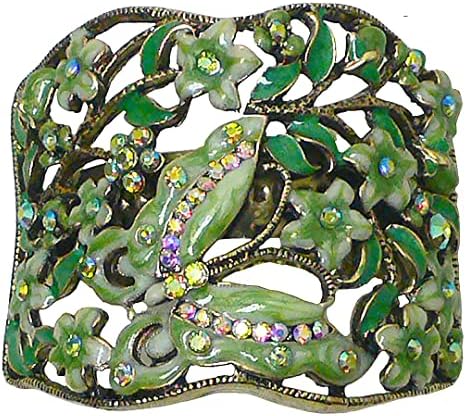 Crystal Butterfly Hair Holder Barrette Ponytail Hair Barrette for Women Girls YY86900-4green