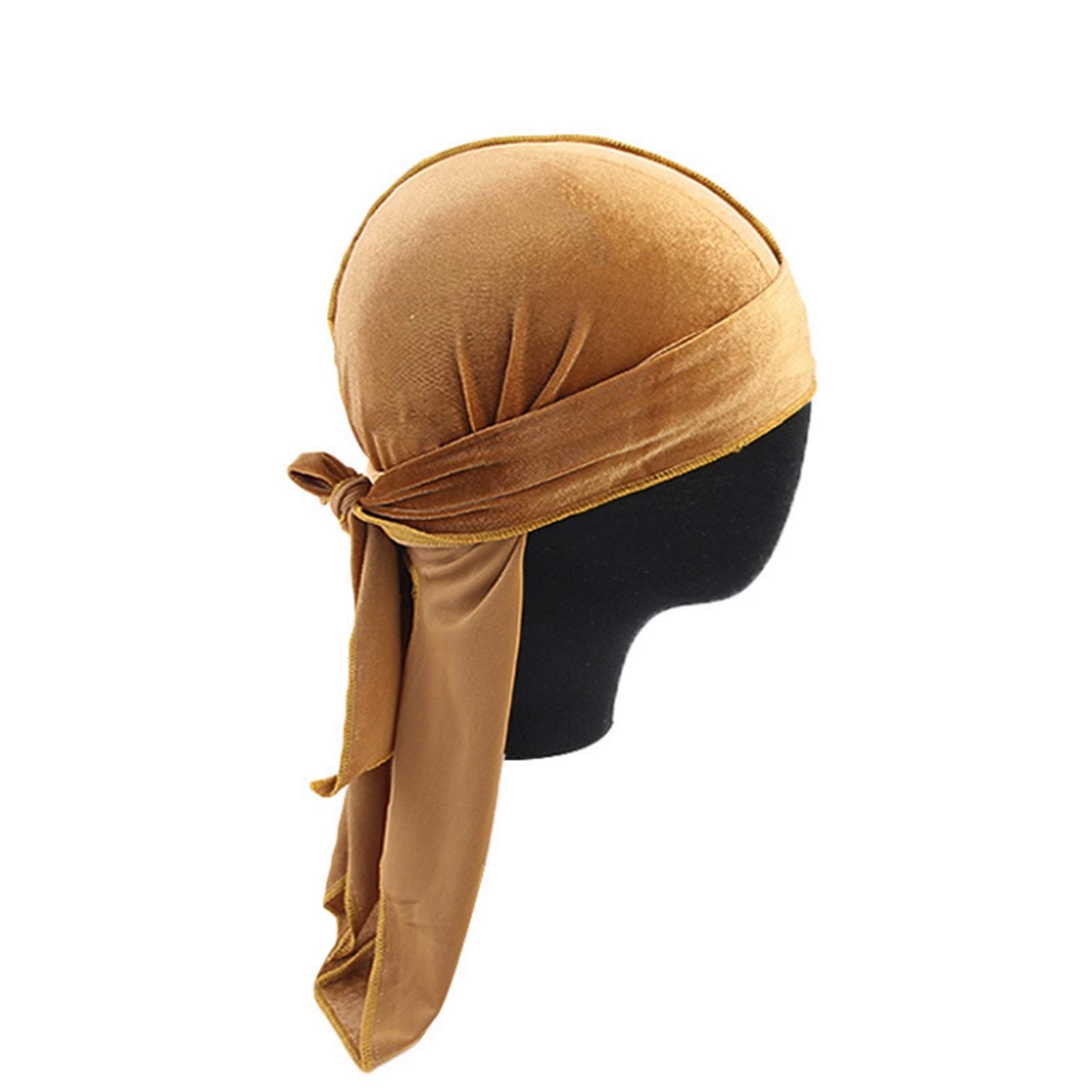 Costume de Marche pour Dames Chapeau Turban 5pcs Dames Velours Longue Queue Pirate Chapeau Long Streamer Chapeau Baotou Chapeau Respirant (Couleur : Vin Rouge, Taille : Taille Unique) (Kaki Taille Uni