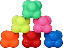 Jeu de 6 Balles de Réaction Hexagonales en Silicone, pour l'Entraînement à l'Agilité, la Coordination Mains-Œil et Les Réflexes, Exercice de Fitness pour Le Sport à Domicile et en Extérieur
