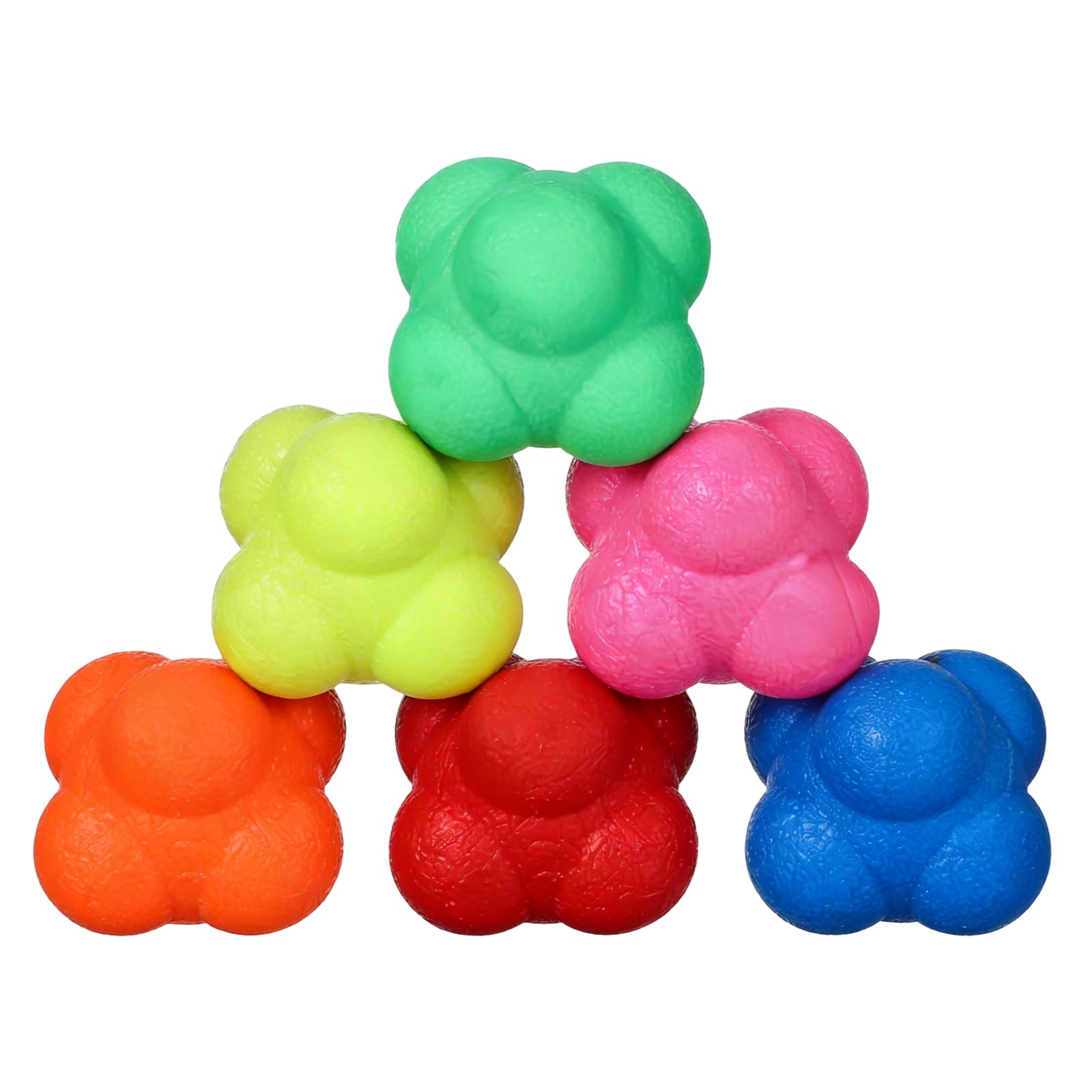 Jeu de 6 Balles de Réaction Hexagonales en Silicone, pour l'Entraînement à l'Agilité, la Coordination Mains-Œil et Les Réflexes, Exercice de Fitness pour Le Sport à Domicile et en Extérieur