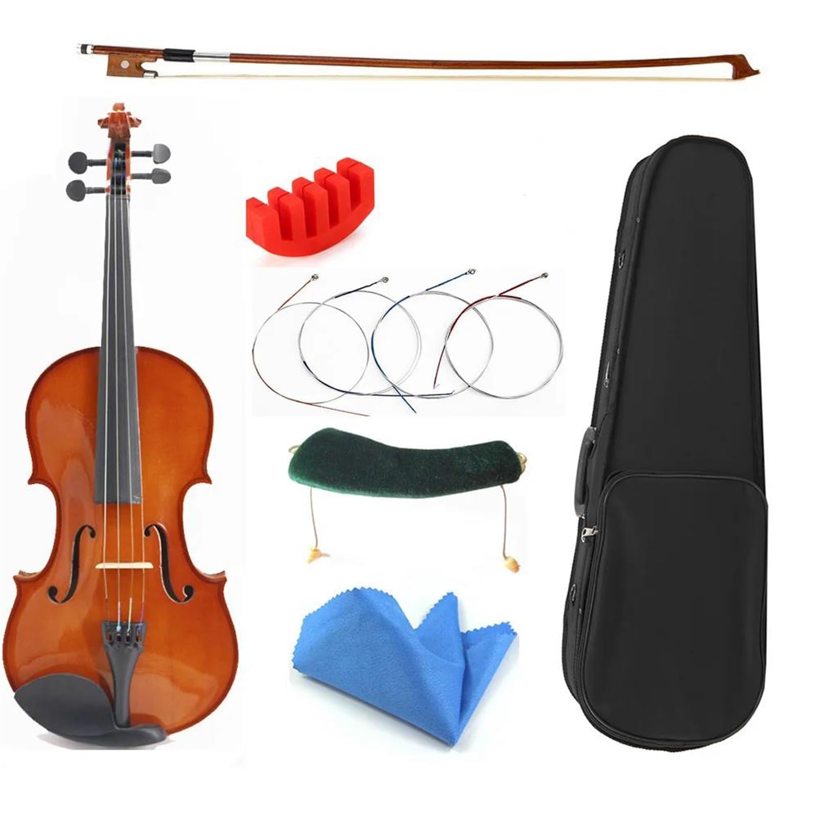 Violine Set 4/4 3/4 1/2 1/4 1/8 Akustische Violine Anfänger Musikinstrument Mit Fall Bogen Saiten Komplettes Set Zubehör (Color : 4/4)