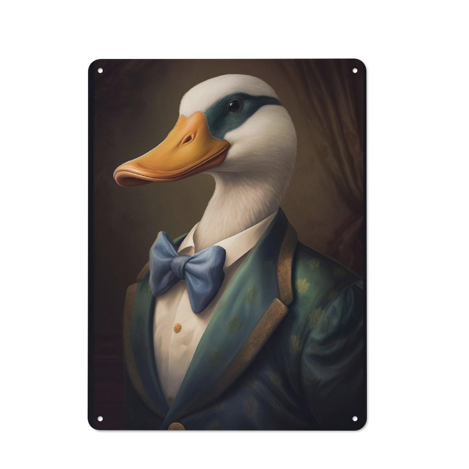 Junmoney Dapper Duck Portrait 40X30cm Vintage Metal Plaque With For Garage Or Workshop, A Christmas Gift For People Styling Garage And Workshop