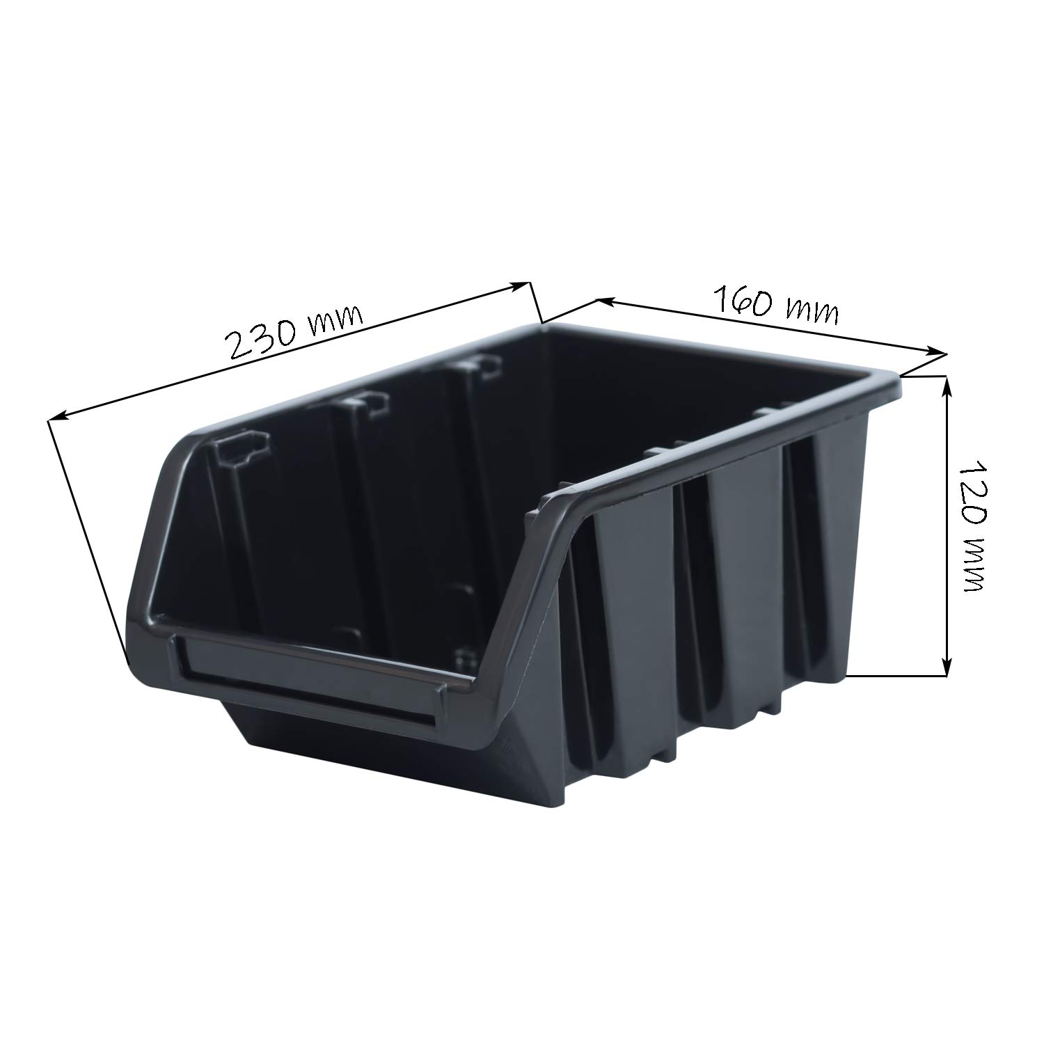 botle 100 x Stapelboxen Werkstatt Garage Sichtlagerboxen Sichtlagerkästen Stapelkisten Sortierboxen Boxen 160x230x120 mm Anthrazit stapelkisten Kunststoff lagerboxen stapelbar