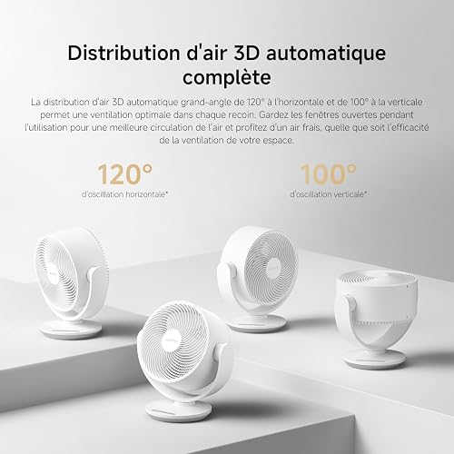 XIAOMI Smart Desktop Air Circulation Fan - Table Fan with 1180 m³/h and 3D Air Distribution, 100 Levels Wind Speed, Ultra Quiet 28.4 dB(A), USB-C, White - 3