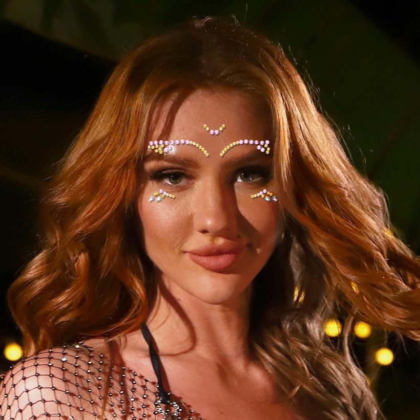 Miniatura 6 de Calcomanías faciales con diamantes de imitación, gemas coloridas con purpurina, joyas de cara de sirena, calcomanía de cristal temporal, maquillaje,