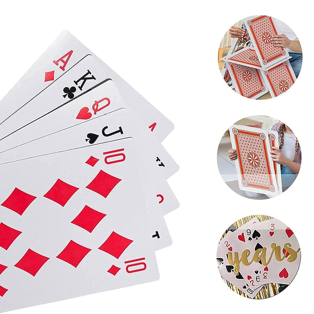 54 karty do gry Jumbo Super Big Giant, fantastyczne karty do gry w pokera, duże karty do gry na rodzinne imprezy, wieczory pokerowe, do wnętrz, na zewnątrz, do ogrodu,