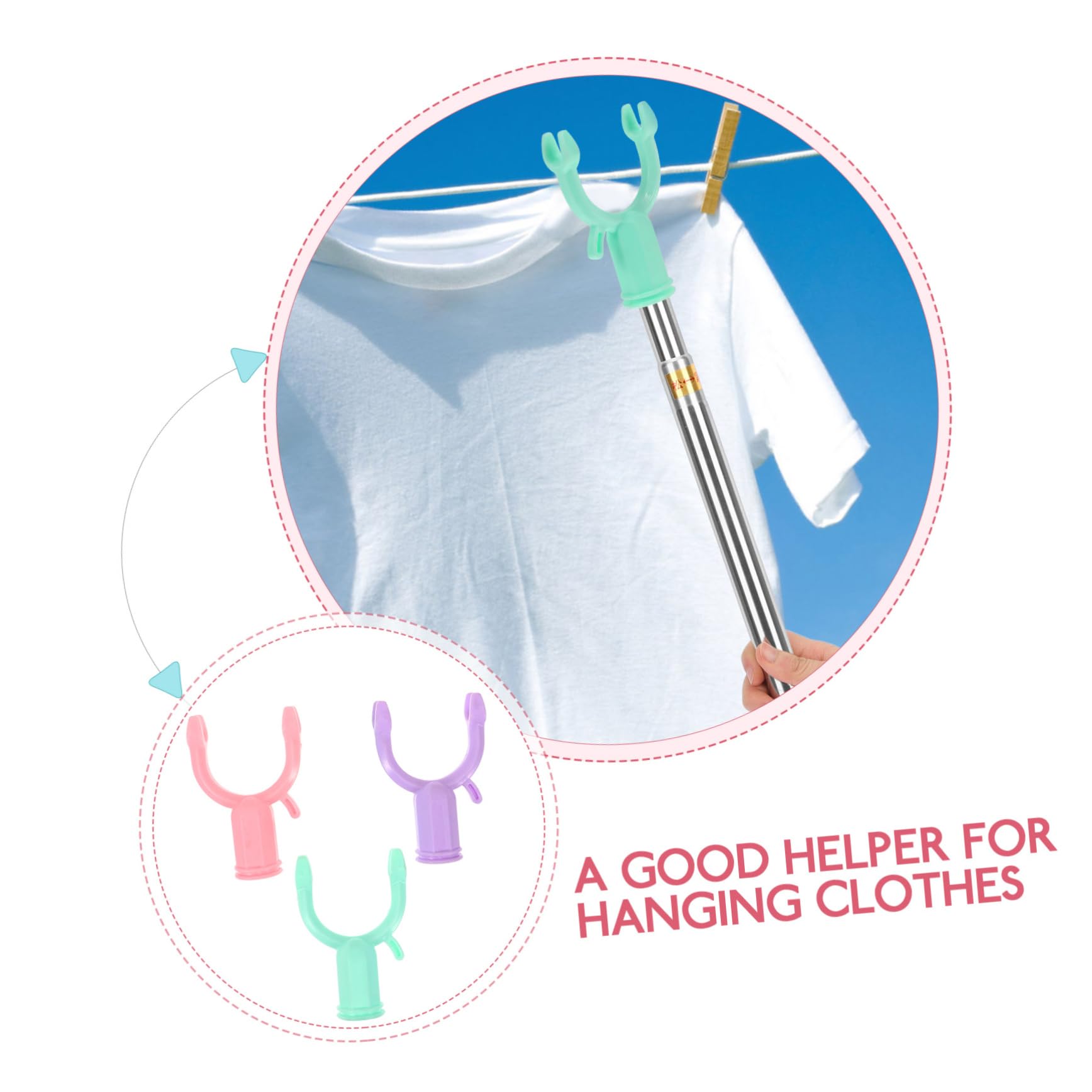 WHAMVOX 3pcs Plastic Clothes Pole Forks Clothes Rod Fork Replacement for Pole Balcony Heads