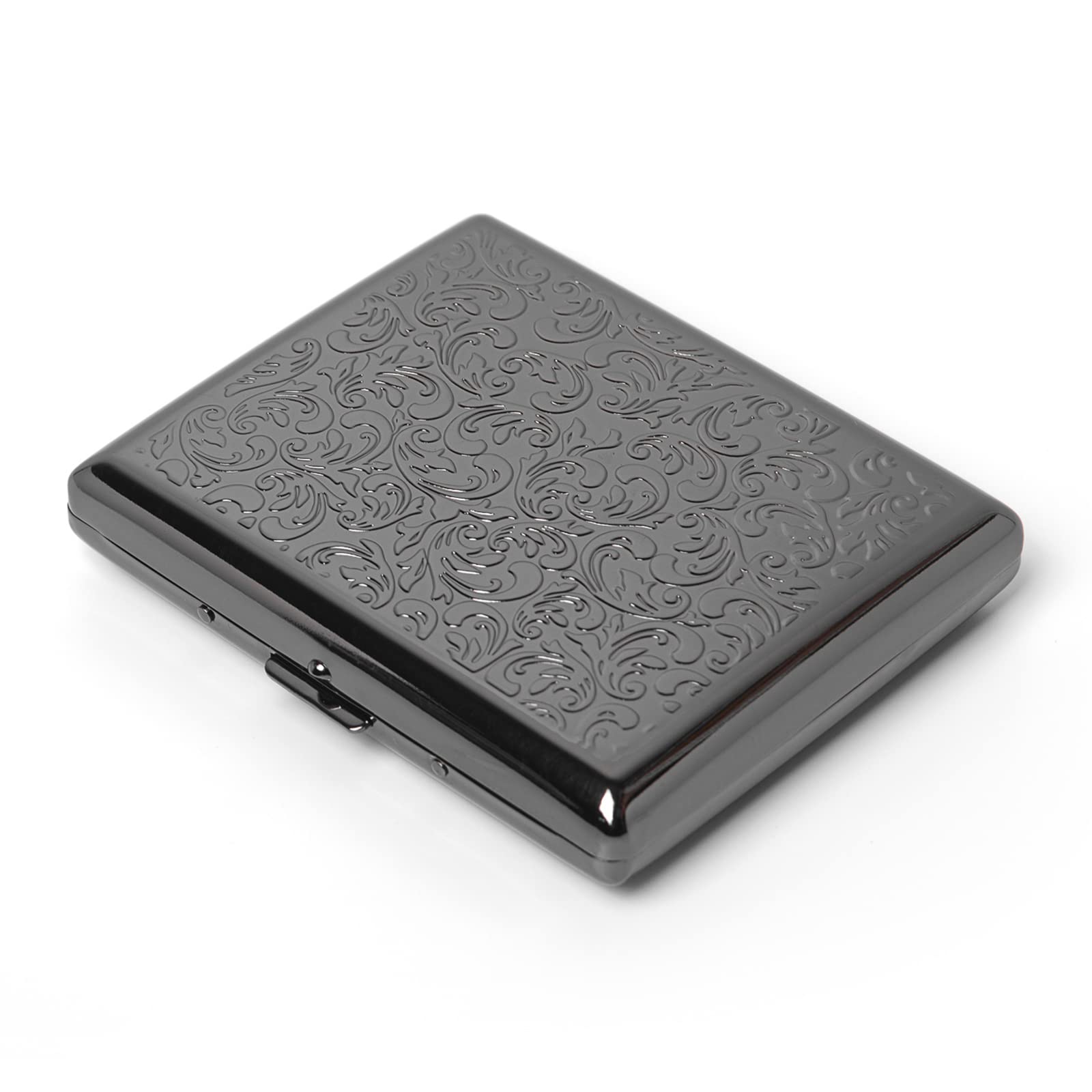 Eyidadae Women's Gun Black Metal Cigarette Case For And Men, Portable Double Sided Spring Clip Open Cigarette Case/Box， Holds 18-20 100Mm Cigarettes (Gun Black)