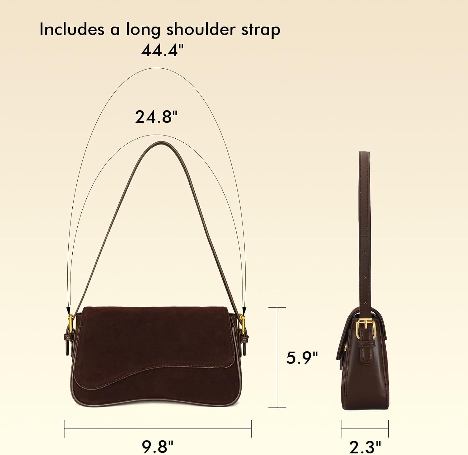 Shoulder Bag for Women Small Purse Mini Hobo Handbag Trendy Suede Purse with 2 Detachable Shoulder Straps - Image 5