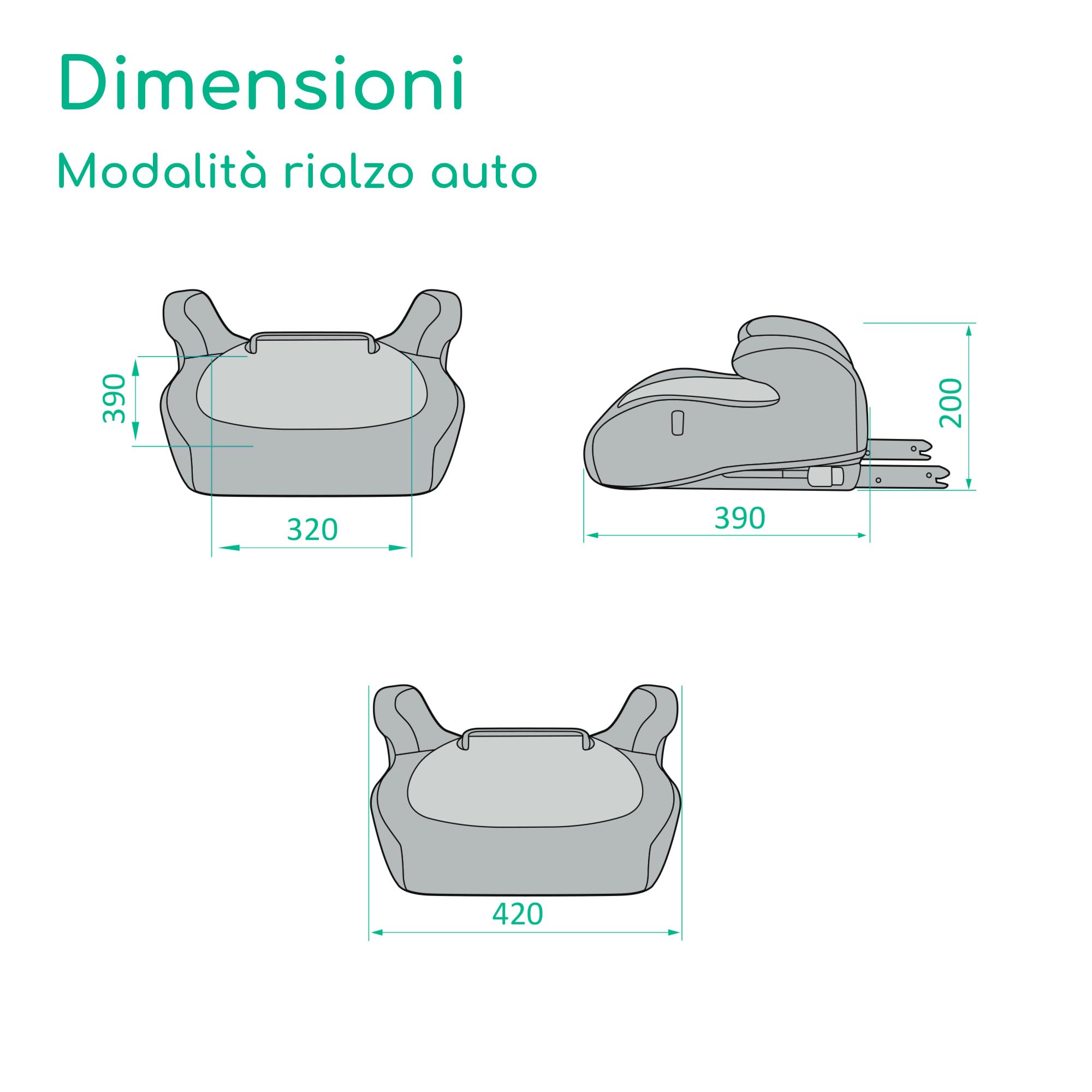 Bebeconfort Ride 2-in-1 i-Size Seggiolino Auto Bambini, 100–150 cm, 3,5–12 anni, Seggiolino Auto ISOFIX, Schienale Rimovibile, Leggero 3,7 kg, Poggiatesta a 11 Posizioni, Portabibite, Full Black